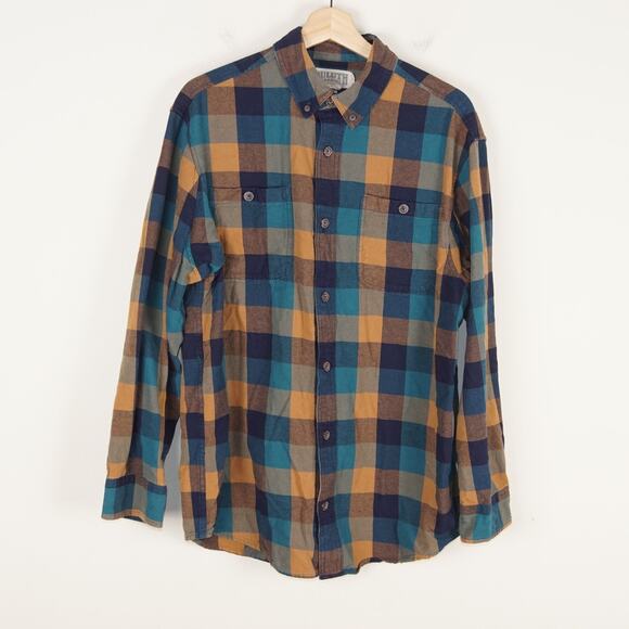 Duluth Trading Co Other - Duluth Free Swingin Flannel Relaxed Fit Long Sleeve Button Down Yellow Blue Sz M